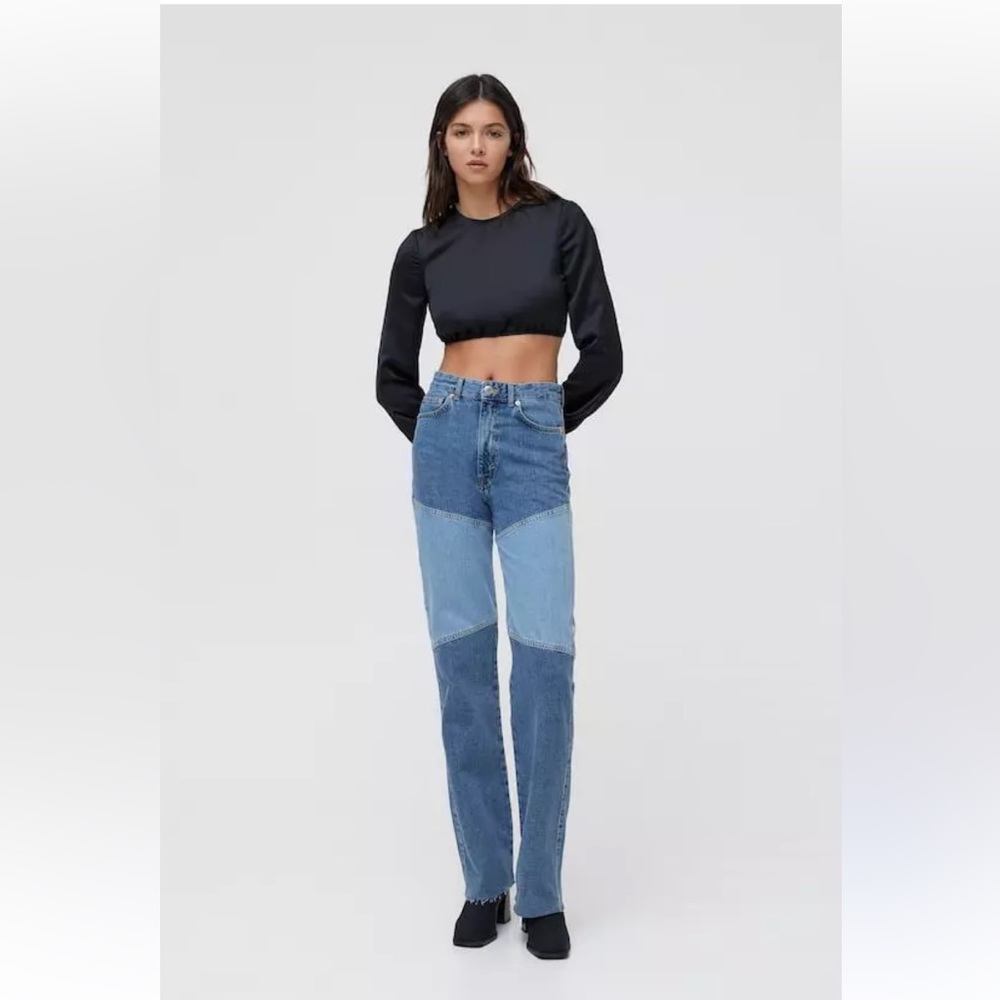 Pull & Bear Jeans 2T Tall Extra Tall 35” inseam Colorblock Straight Leg Denim